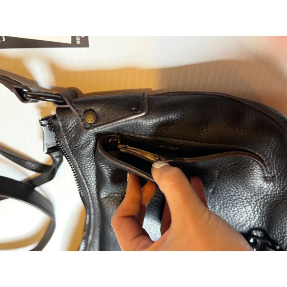 Aimee Kestenberg Essex Crossbody Bag Black Pebbled Leather Adjustable Strap